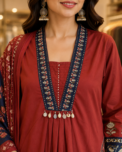 Pure Cotton A-Line Suit