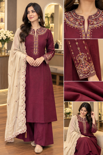 Mul Chanderi Festival Wear A-Iine Suit