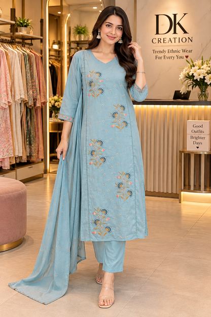 Pure Mul Cotton 3pc Suit