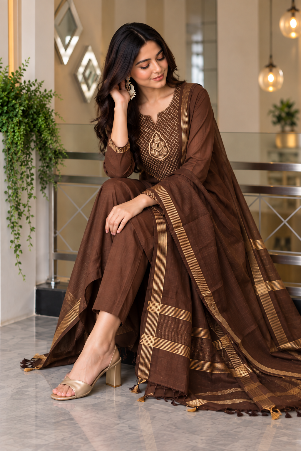 Mul Chanderi Fabric Festival Wear Suit