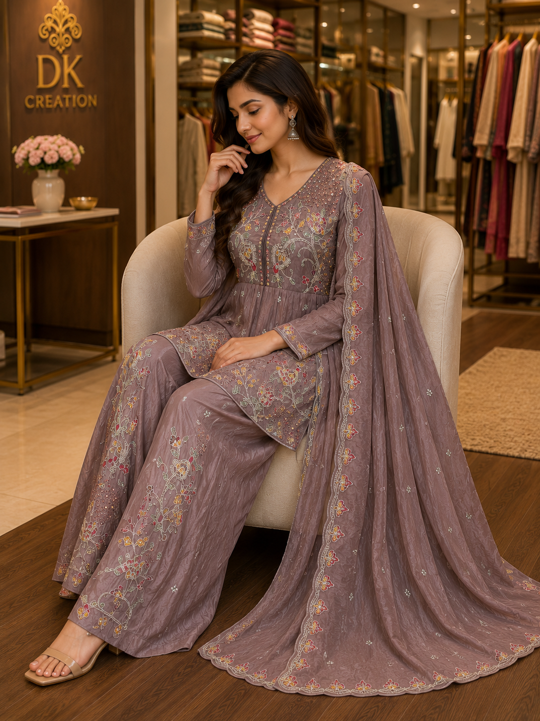 Indo Western Kurti Plazzo and Dupatta