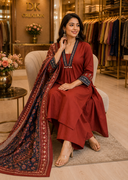 Pure Cotton A-Line Suit