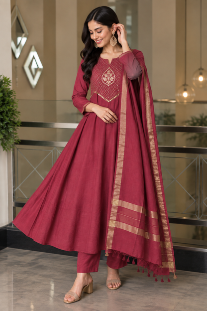 Mul Chanderi Fabric Festival Wear Suit