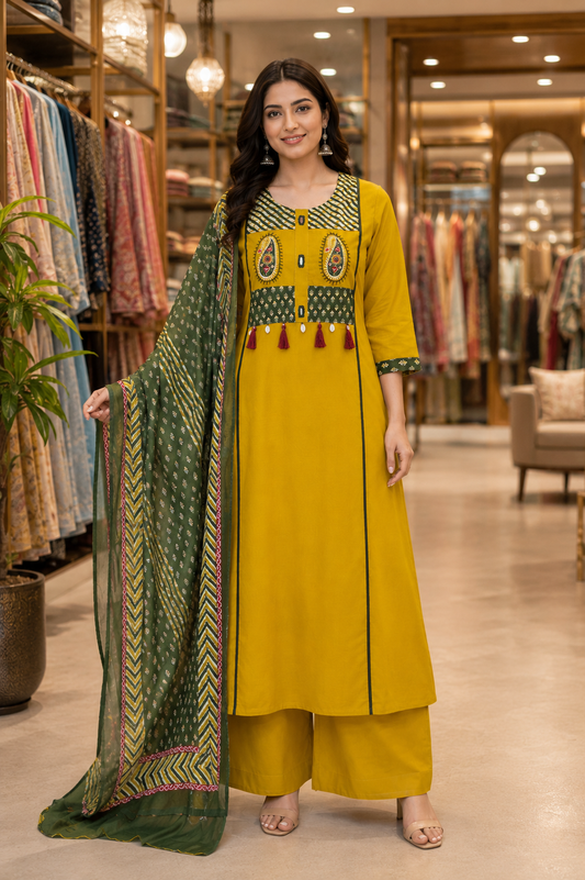 Pure Cotton A-Line Suit