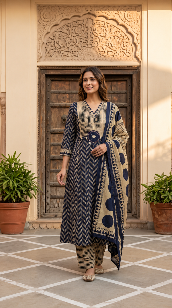 Pure Cotton A-Line Suit