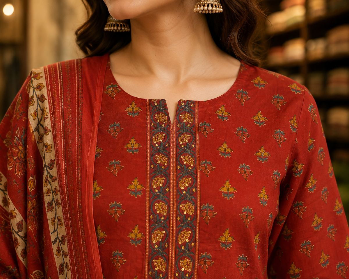 Pure Cotton Kurti Ghagra and Dupatta Set