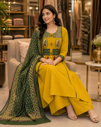 Pure Cotton A-Line Suit