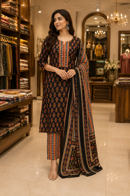 Pure Cotton Suit BLACK SPECIAL