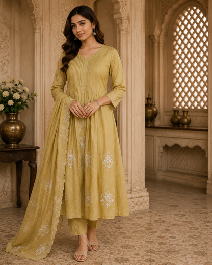 Pure Mul Chanderi Silk Suit