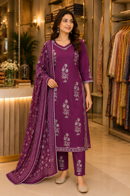 Pure Mul Cotton Office Wear Suit