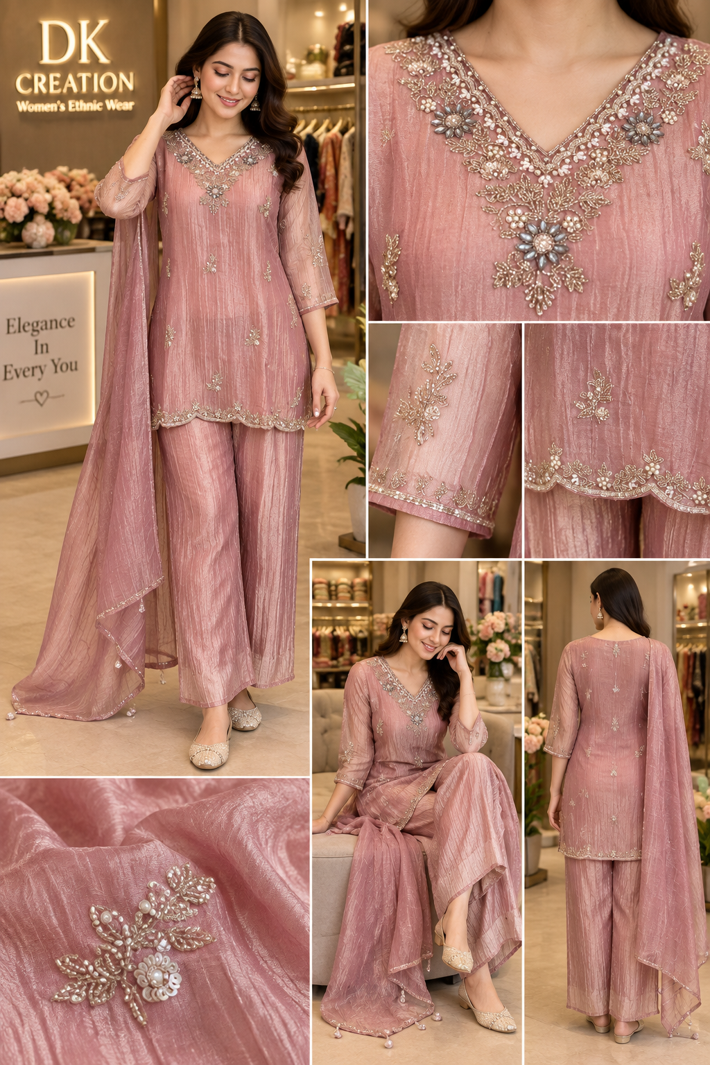 Festival Wear Salsa Fabric Handwork Suit
