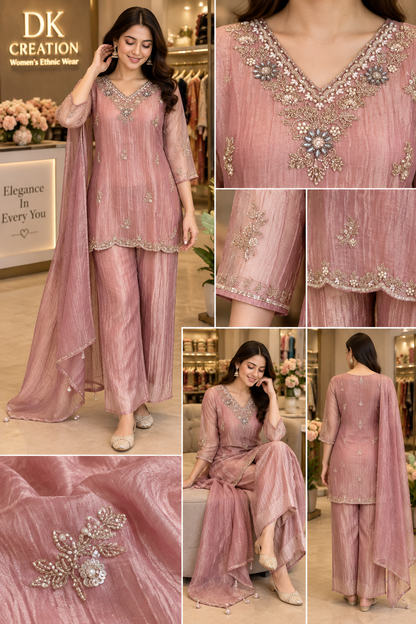 Festival Wear Salsa Fabric Handwork Suit