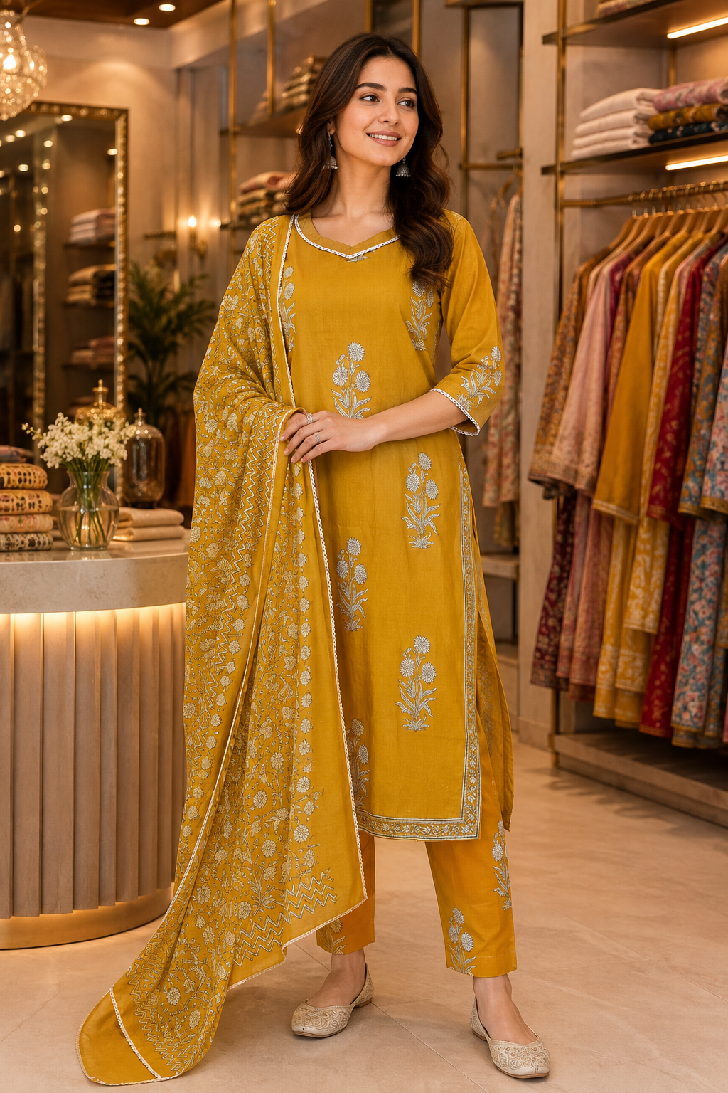 Pure Mul Cotton Office Wear Suit