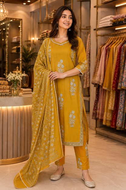 Pure Mul Cotton Office Wear Suit