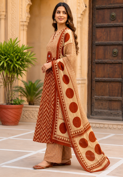 Pure Cotton A-Line Suit
