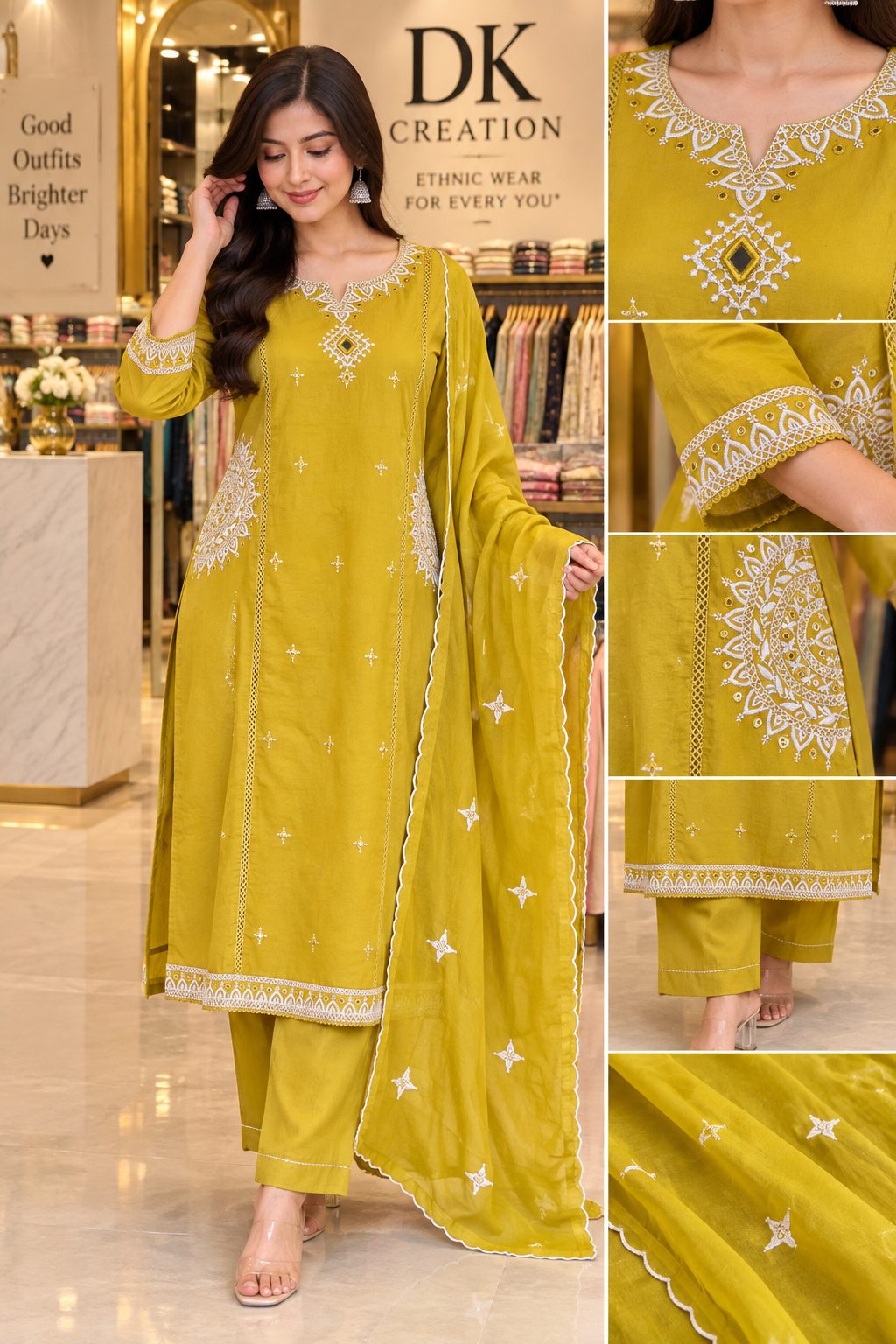 PURE MUL COTTON 3pc Embroidery suit