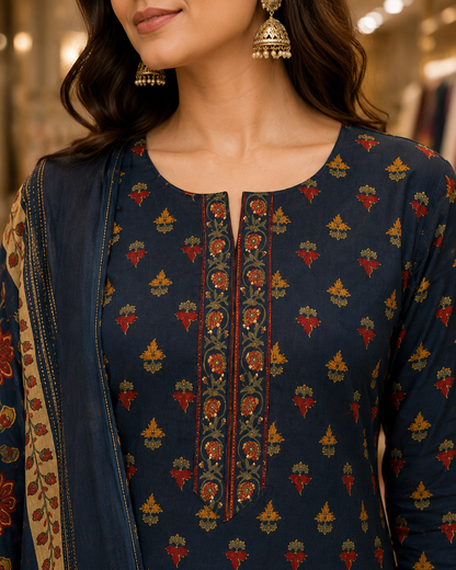 Pure Cotton Kurti Ghagra and Dupatta Set