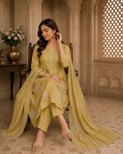 Pure Mul Chanderi Silk Suit
