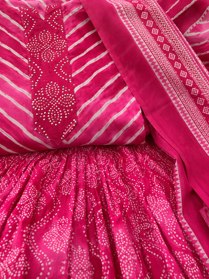 Pure Cotton Kurti With Ghagra and Dupatta