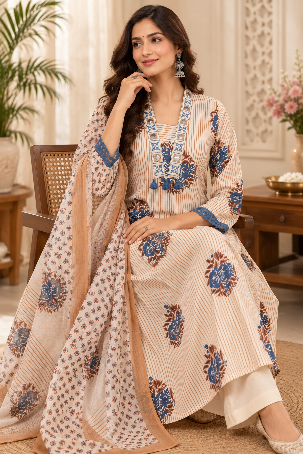 Pure Cotton A-Line Suit