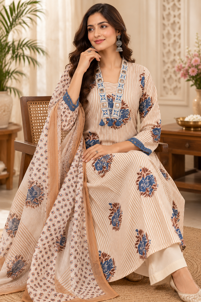 Pure Cotton A-Line Suit