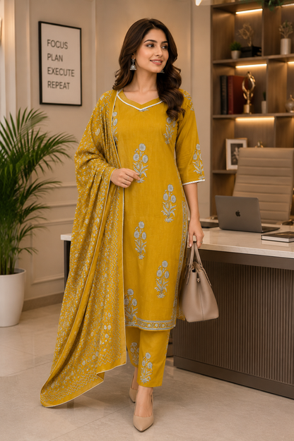 Pure Mul Cotton Office Wear Suit