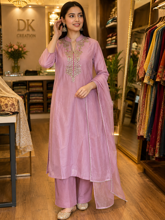 PURE MUL CHANDERI FESTIVAL WEAR SUIT
