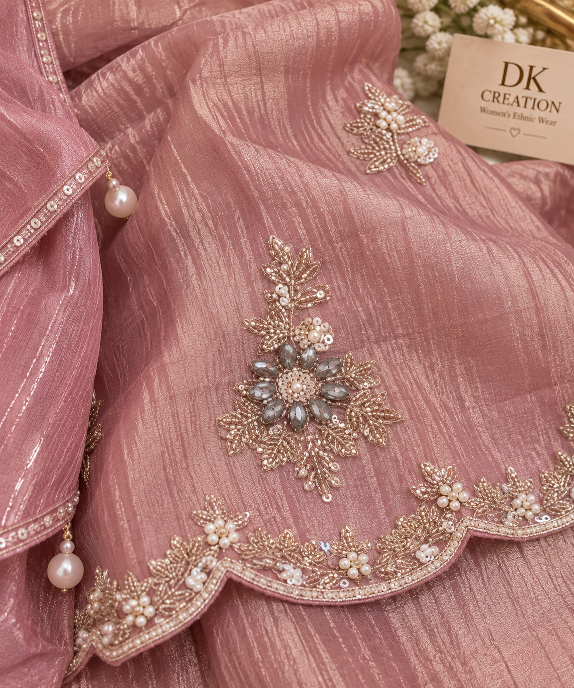 Festival Wear Salsa Fabric Handwork Suit