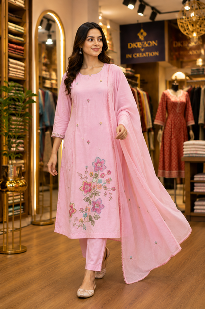 PURE MUL COTTON EMBROIDERY SUIT