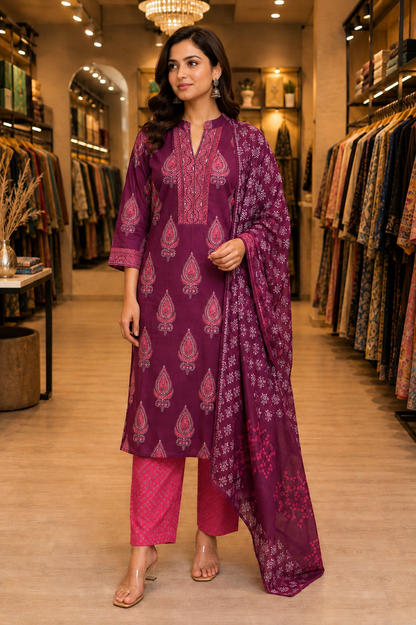 Pure Cotton Dupatta Suit