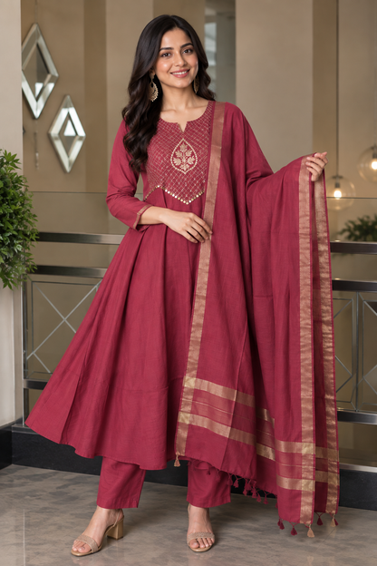 Mul Chanderi Fabric Festival Wear Suit