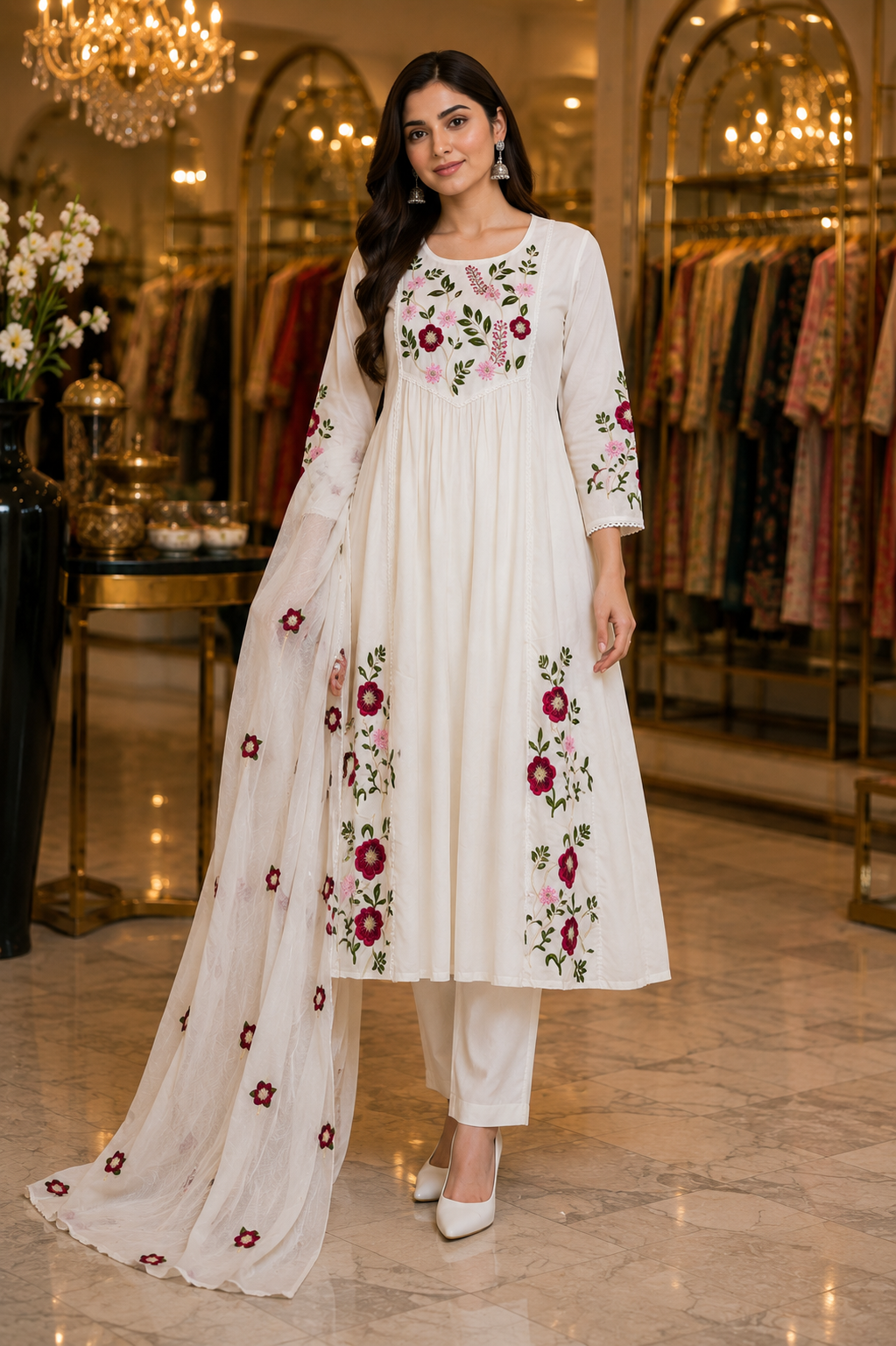 Pure Mul Cotton Dupatta Suit