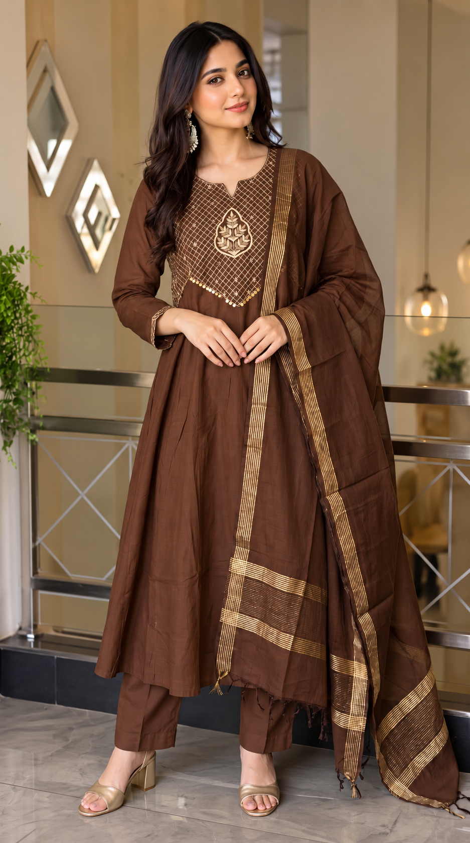 Mul Chanderi Fabric Festival Wear Suit