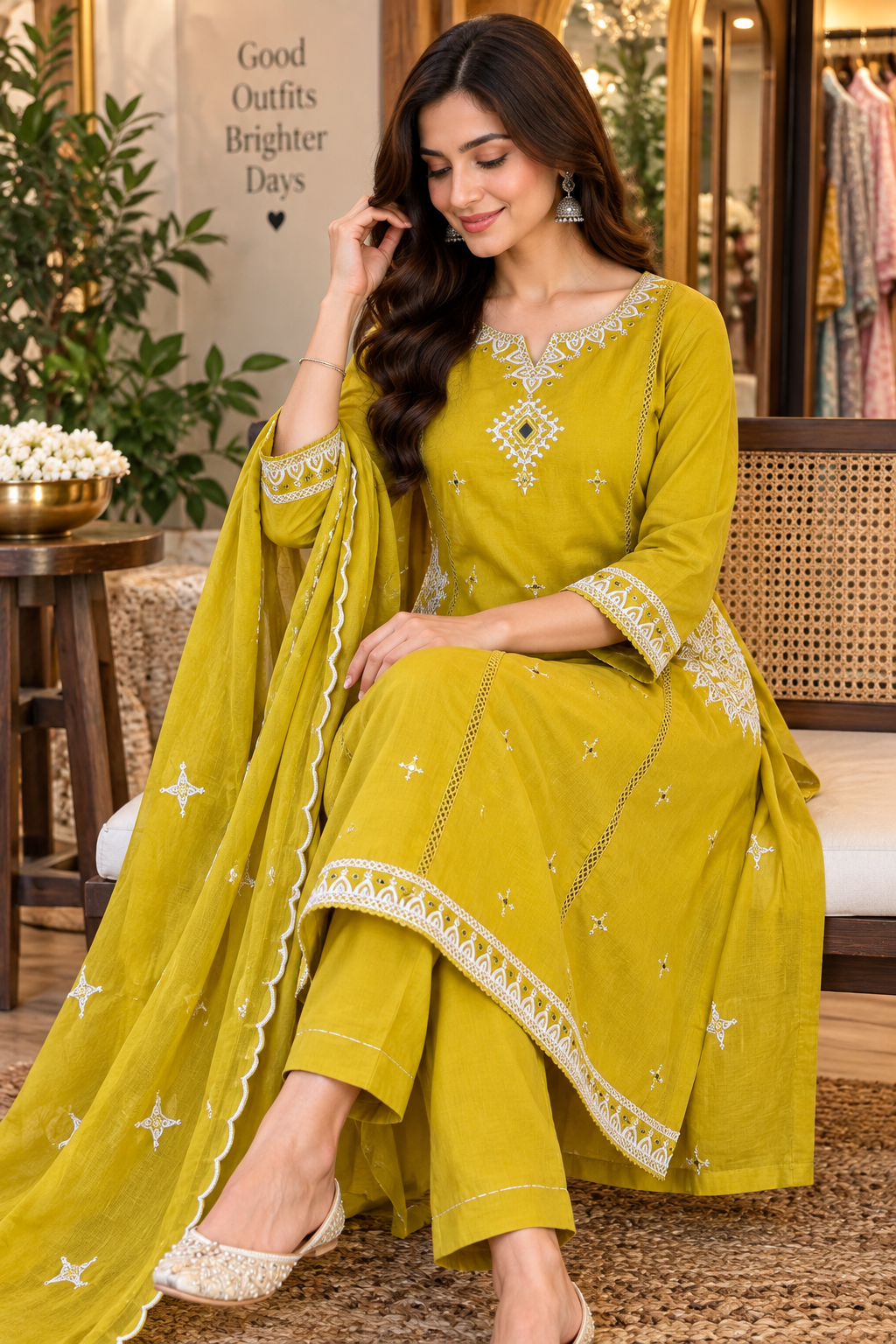 PURE MUL COTTON 3pc Embroidery suit