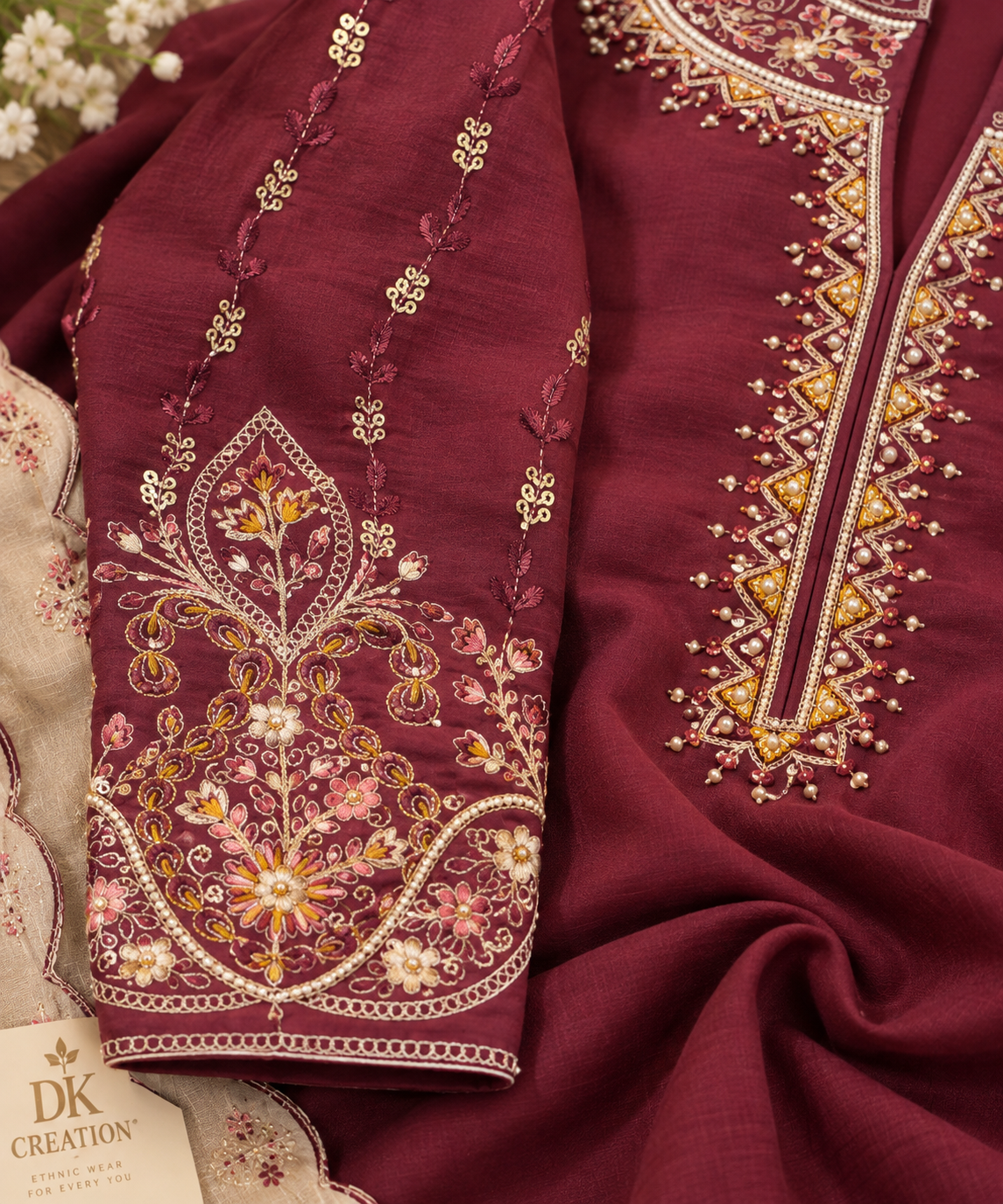 Mul Chanderi Festival Wear A-Iine Suit
