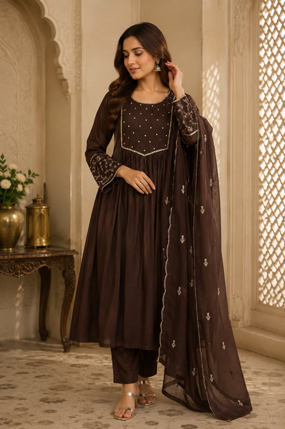 Mul Chanderi Silk Suit