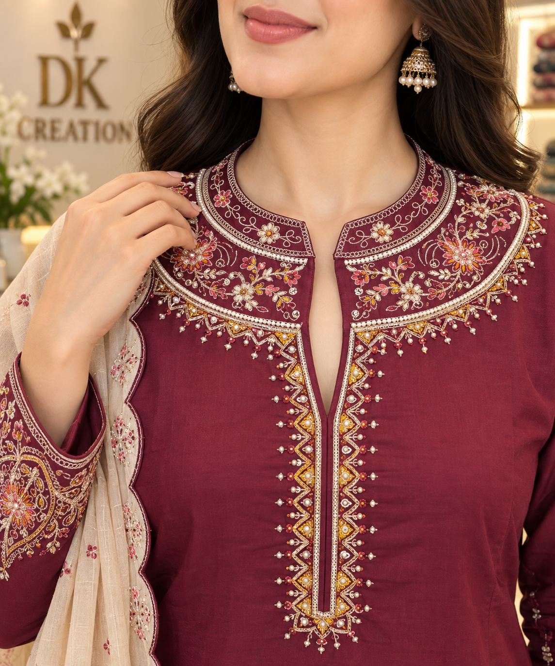 Mul Chanderi Festival Wear A-Iine Suit