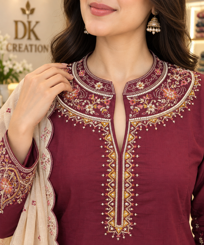 Mul Chanderi Festival Wear A-Iine Suit