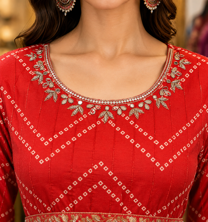 SINGLE LONG BANDANI PARTY WEAR GOWN