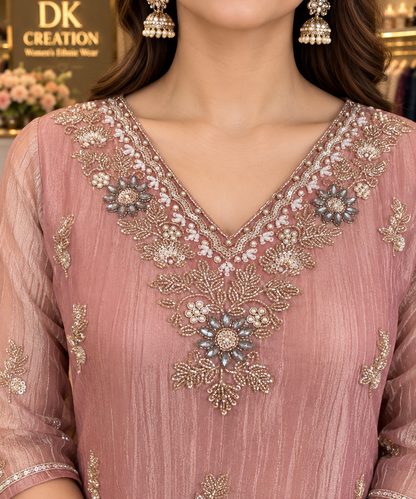 Festival Wear Salsa Fabric Handwork Suit