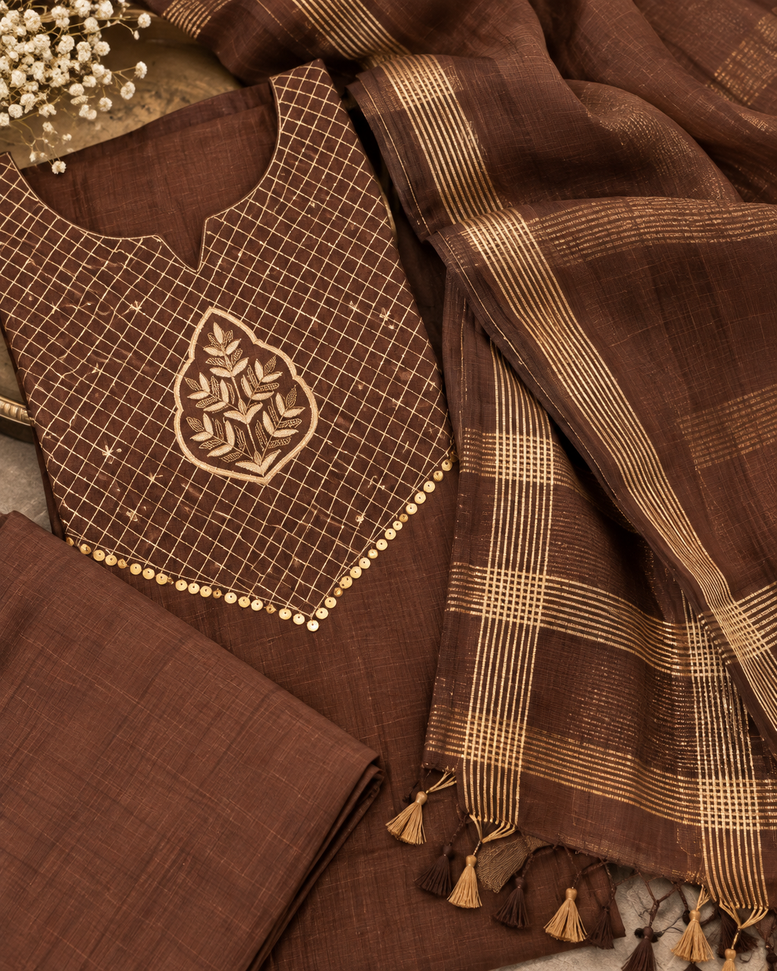 Mul Chanderi Fabric Festival Wear Suit