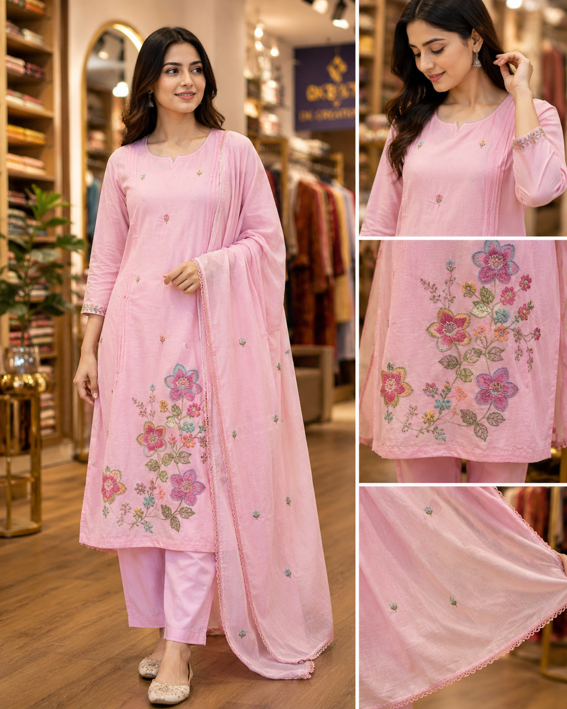 PURE MUL COTTON EMBROIDERY SUIT