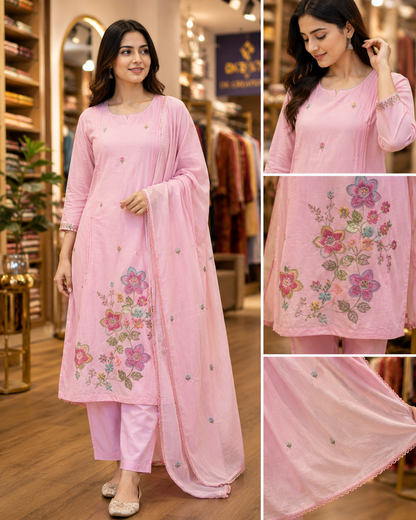 PURE MUL COTTON EMBROIDERY SUIT