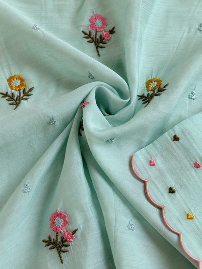 SEMI PARTY WEAR MUL CHANDERI SUIT