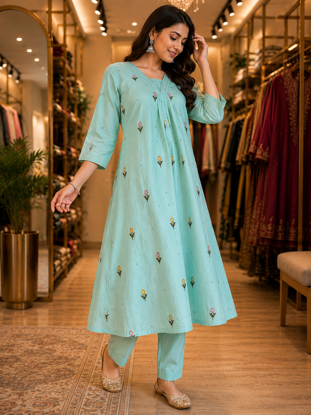 SEMI PARTY WEAR MUL CHANDERI SUIT