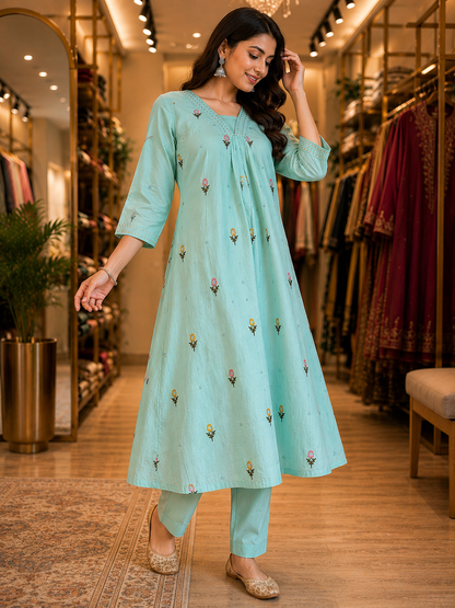 SEMI PARTY WEAR MUL CHANDERI SUIT