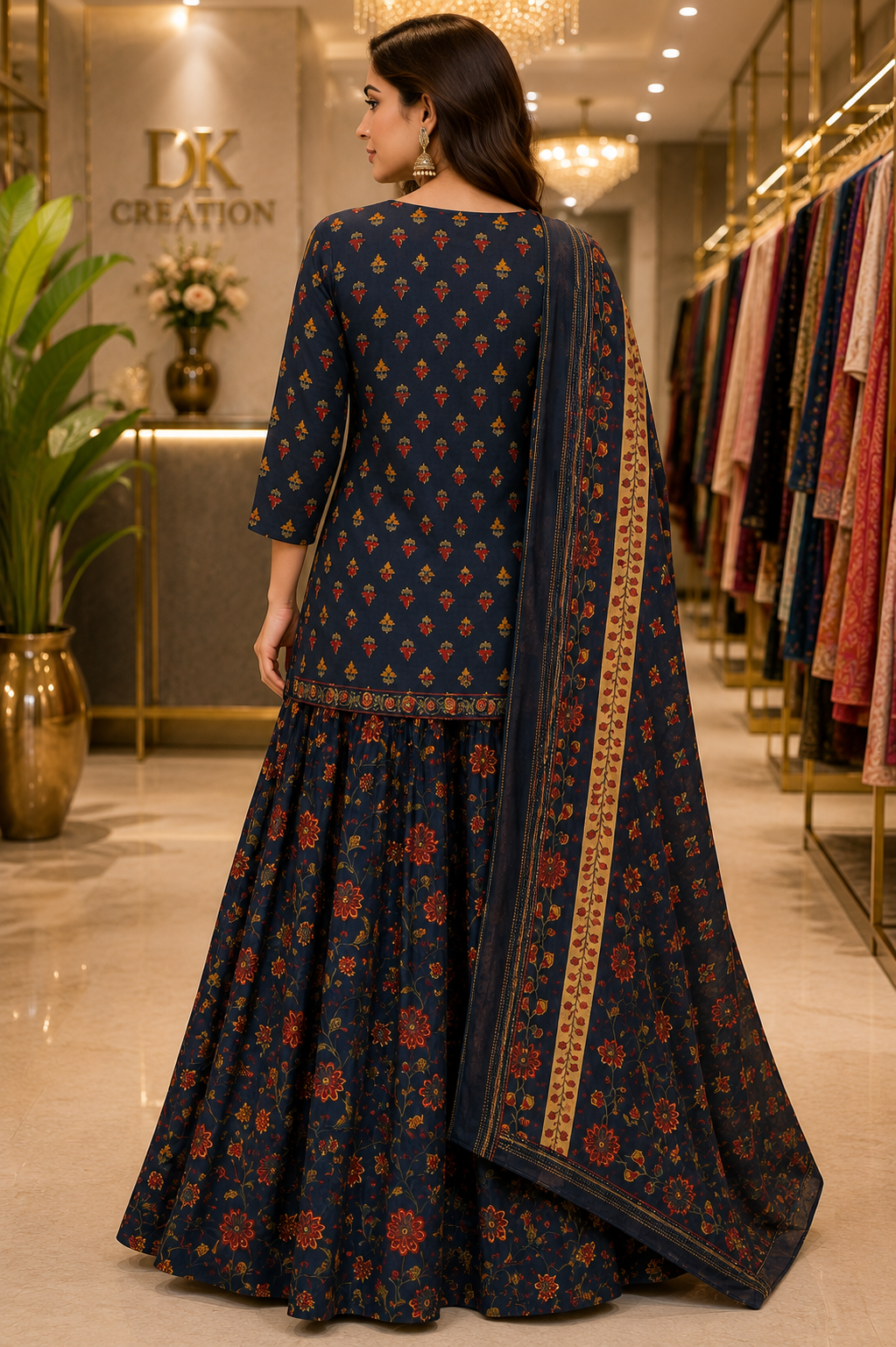 Pure Cotton Kurti Ghagra and Dupatta Set