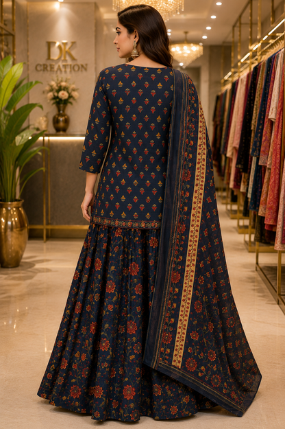 Pure Cotton Kurti Ghagra and Dupatta Set