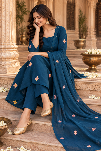 Mul Chanderi A-Line Festival wear Suit