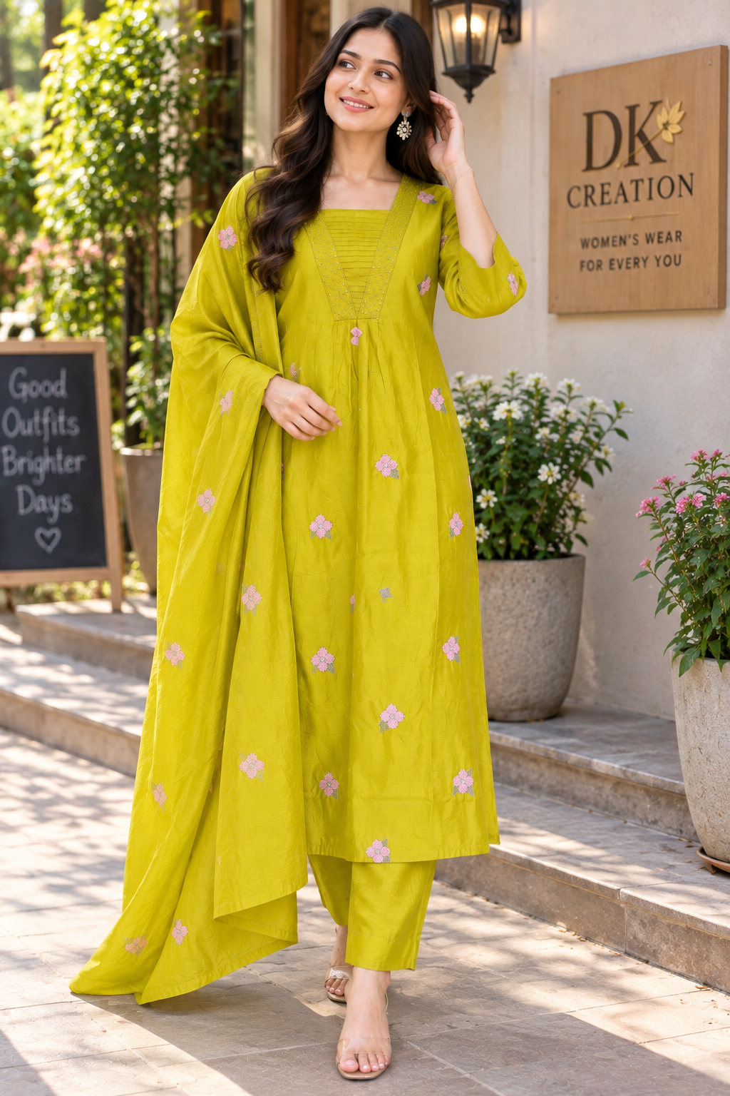 Mul Chanderi Semi Festival Suit